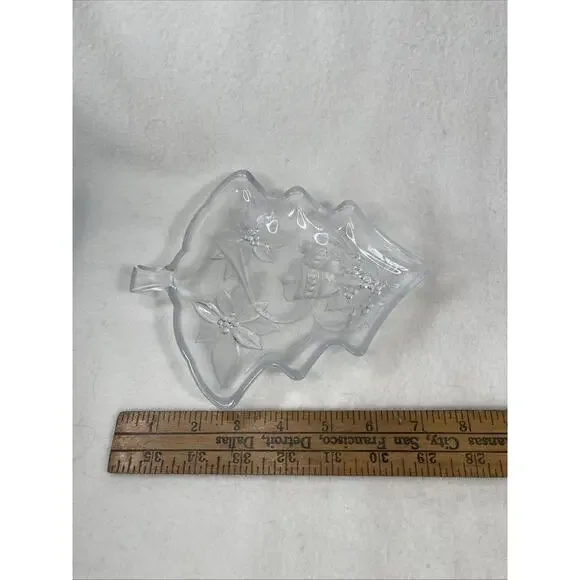 Holiday Clear Glass Tree Candy Dish w/ Bell & Flower Design - Picture 4 of 6